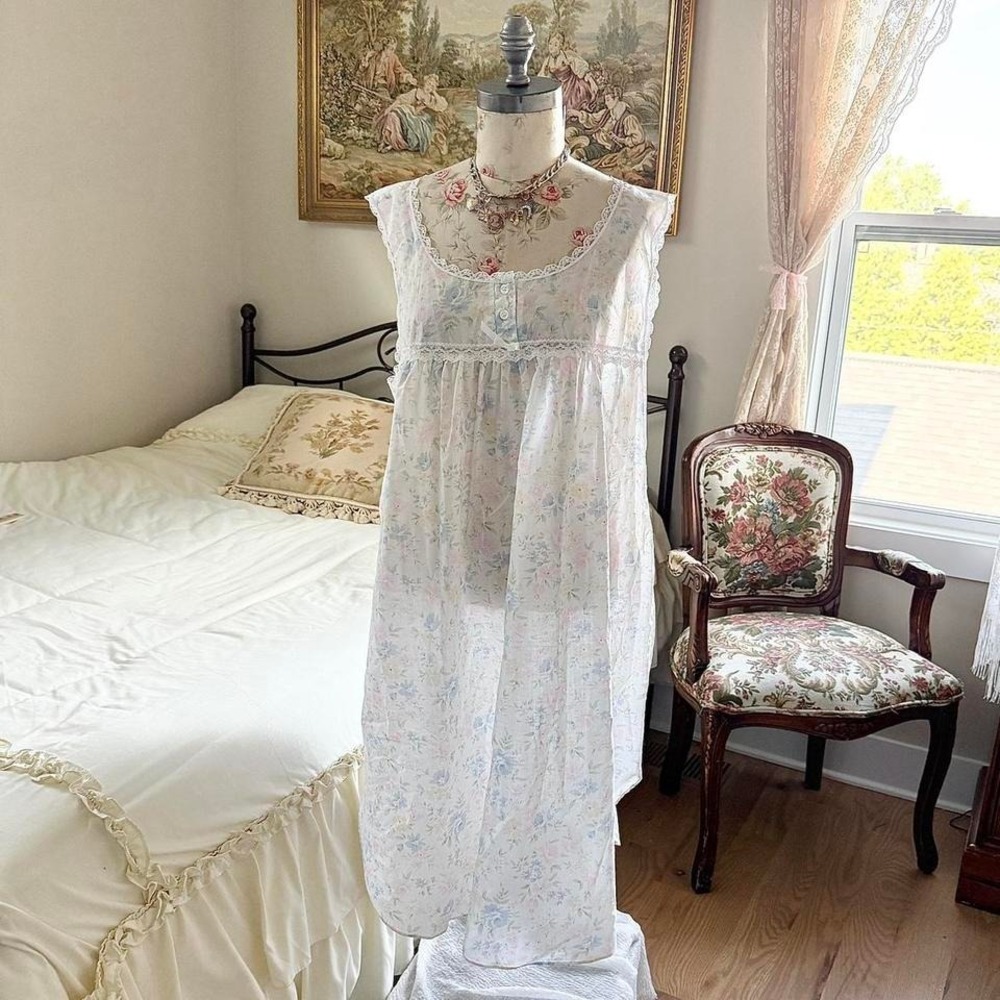 floral lace dress  90s floral lace nightgown size 2x